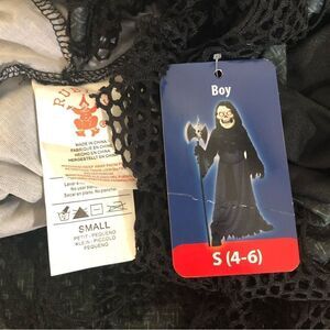 Skeleton Hooded Black Robe Halloween Costume Boy Size 4 to 6